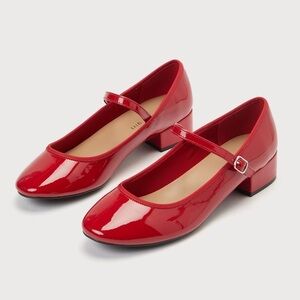 Red Madden Girl Patent Low Heel Mary Janes 7.5
